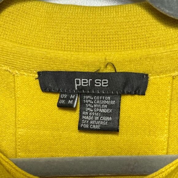 Per Se cropped yellow cashmere blend Peter Pan cardigan Sz M - Picture 4 of 4